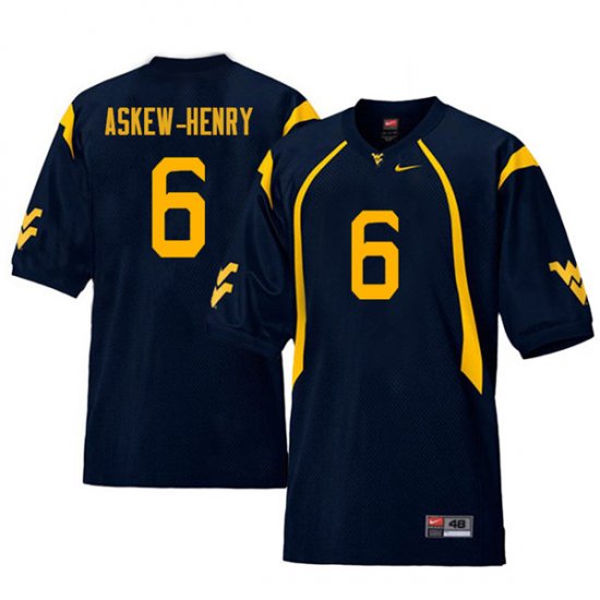 Men's West Virginia Mountaineers NCAA #6 Dravon Askew-Henry Navy Authentic Nike Retro Stitched College Football Jersey ZN15T33KY